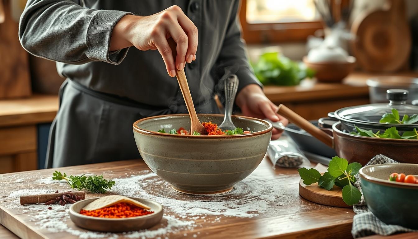 Fresh seasonal ingredients arranged for home cooking